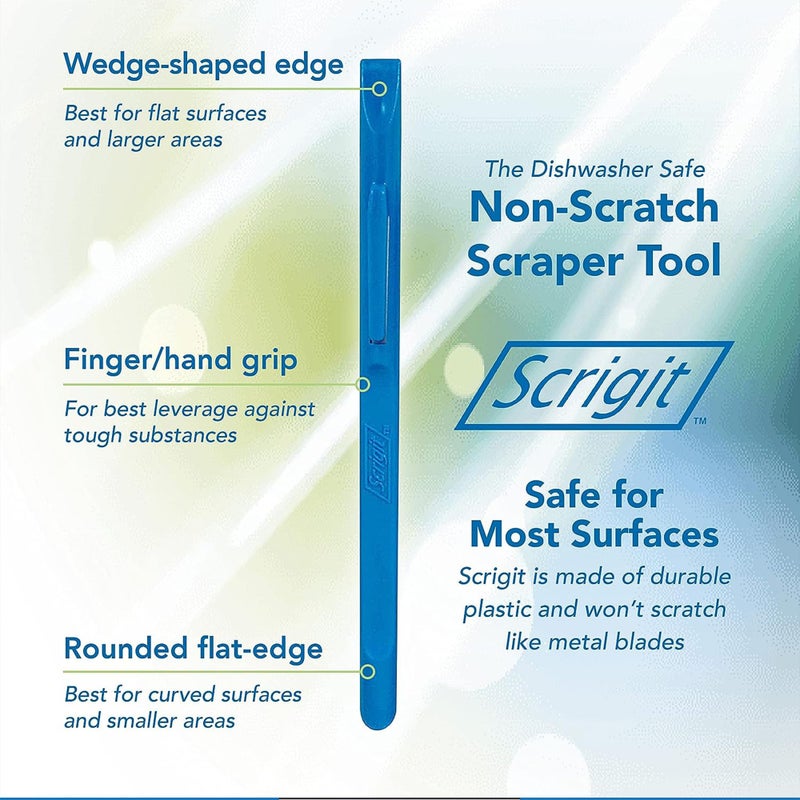 Scrigit Scraper No-Scratch Plastic Scraper Tool, 2 Pack - The Handy Multi-Use Scraping Tool for Removing Food, Labels, Stickers, Paint, Grease - Easy to Hold, Reaches Tight Spaces and Crevices - Image 3